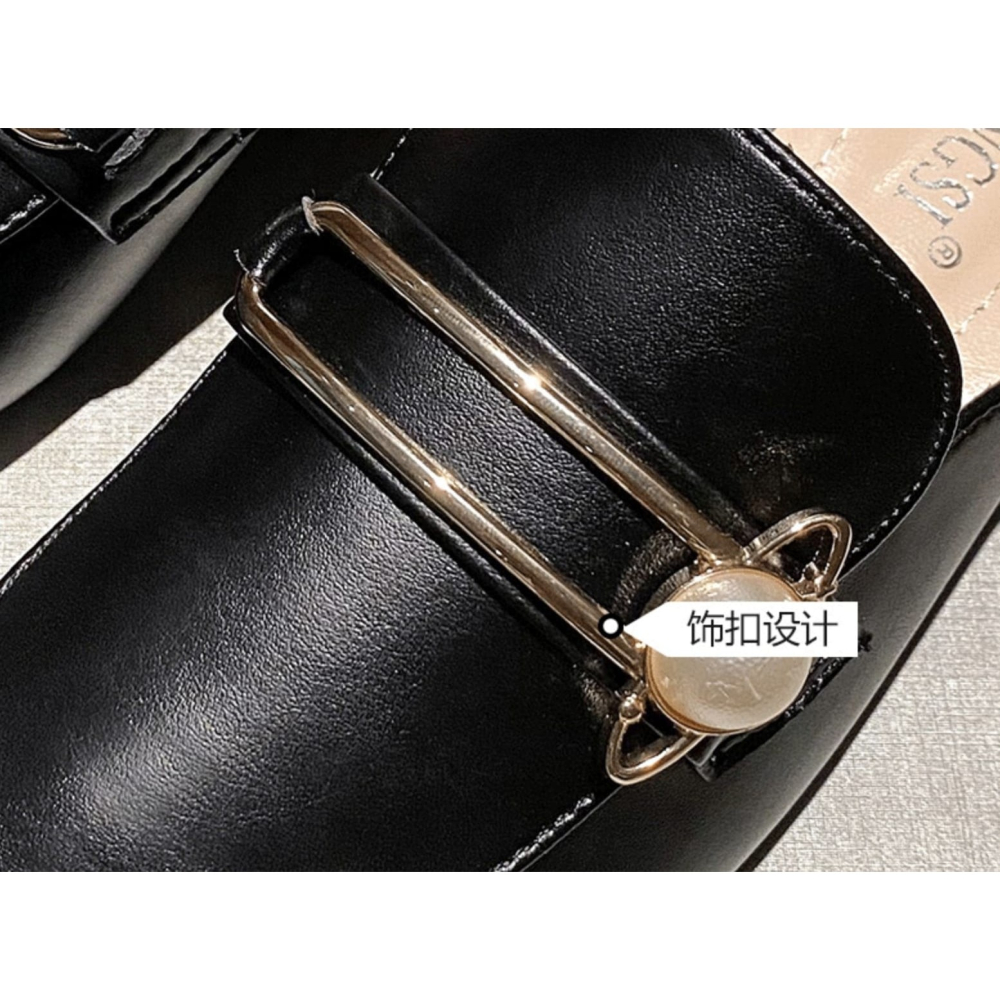 Chic珍珠穆勒半包拖鞋-黑41-細節圖7