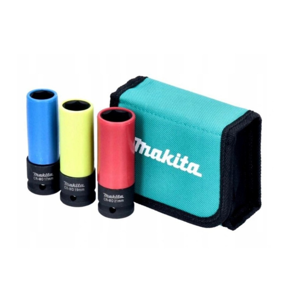 MAKITA 牧田 4分車輪螺母套筒3件組 E-12354 17mm/19mm/21mm 全長86mm 汽修 車用-細節圖2