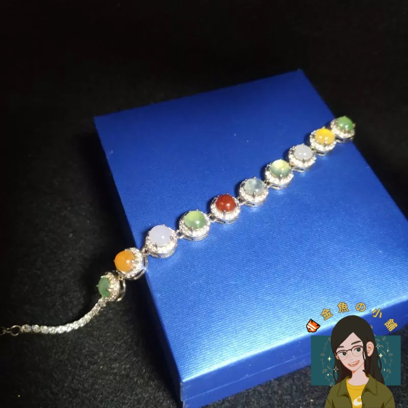 【🐠金魚の小舖】天然A級翡翠 蛋面翡翠手鍊-細節圖4