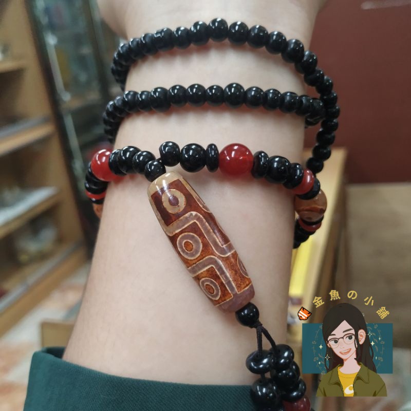 【🐠金魚の小舖】西藏九眼天珠🧿 可上手三圈 毛衣鍊-細節圖4