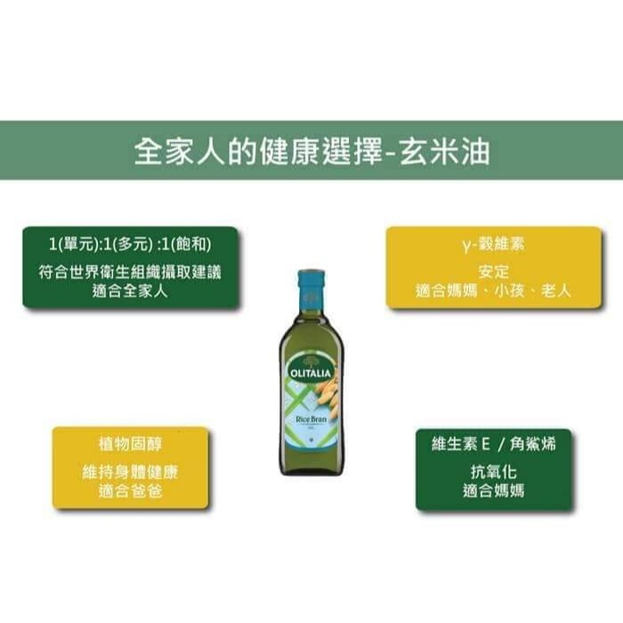 義大利進口頂級✨Olitalia 奧利塔玄米油 1000ml✨-細節圖5