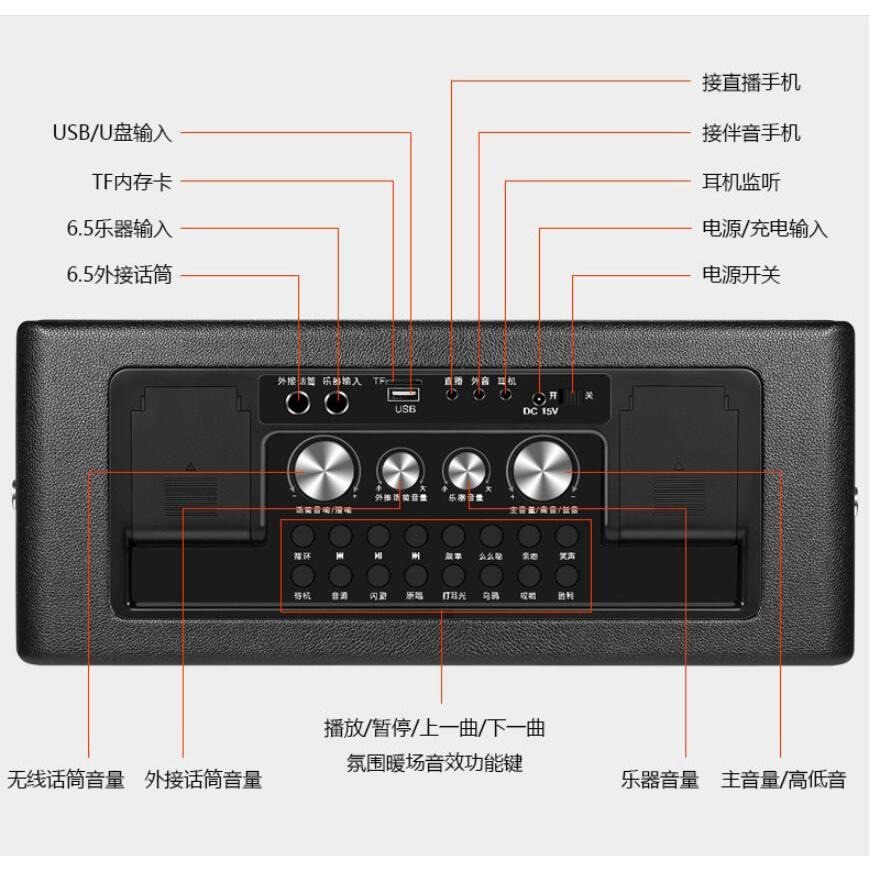 擴大機 喇叭 H450 響天雷 麥克風 音箱 K歌 大功率喇叭 60W 可外接 點歌機 點唱機 卡啦OK 可攜帶-細節圖6