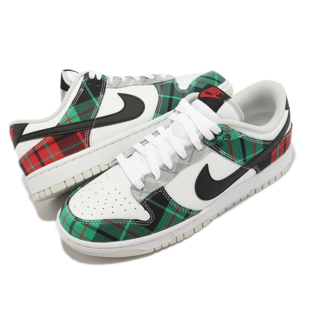 Dunk Low Retro PRM 白綠紅黑格紋男鞋DV0827-100 - Trendy shoes