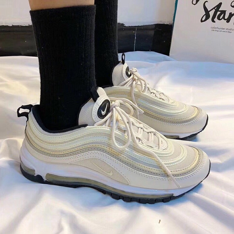 NIKE AIR MAX 97 白色 象牙白 米白 淡黃 白彈 氣墊 休閒鞋 百搭穿搭 921733-007 男女同款-細節圖7