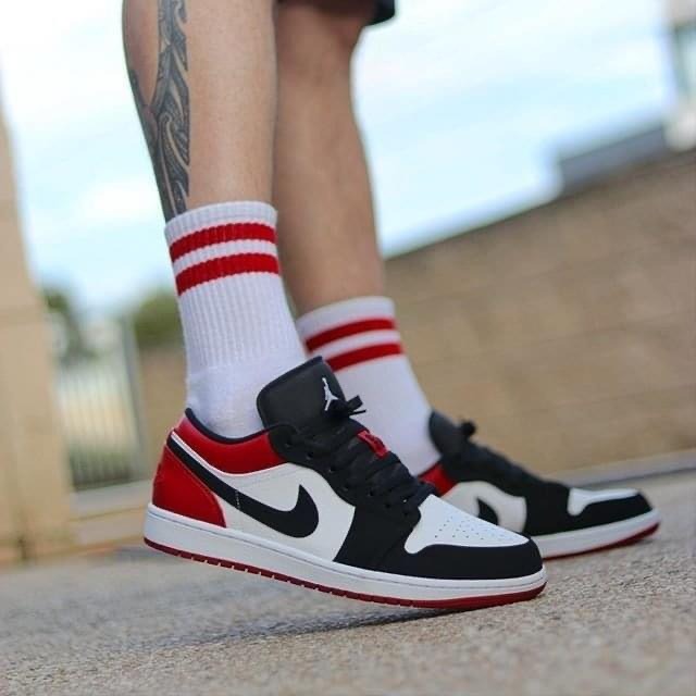 Nike Air Jordan 1 Low Black Toe 黑白紅 黑腳趾 553558-116-細節圖4