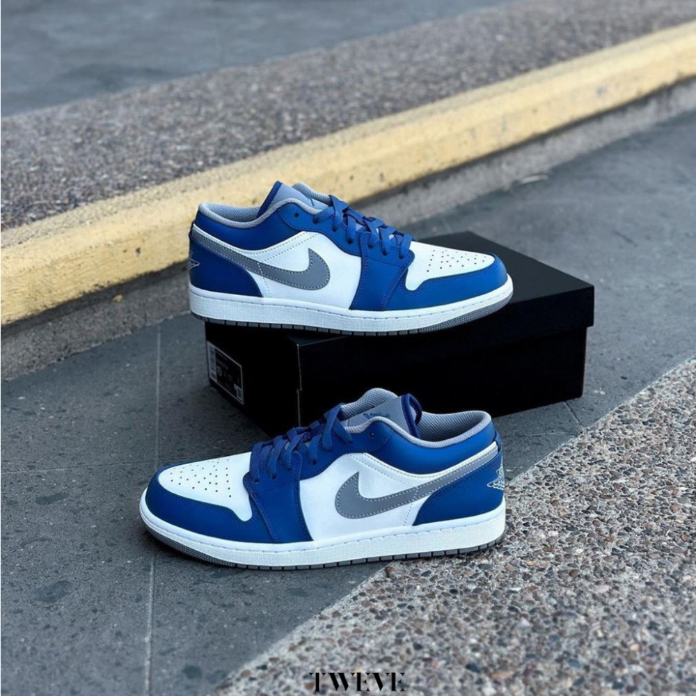 Air Jordan 1 Low True Blue 白藍 灰勾 籃球鞋 553558-412-細節圖2