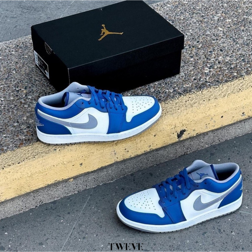 Air Jordan 1 Low True Blue 白藍 灰勾 籃球鞋 553558-412-細節圖3