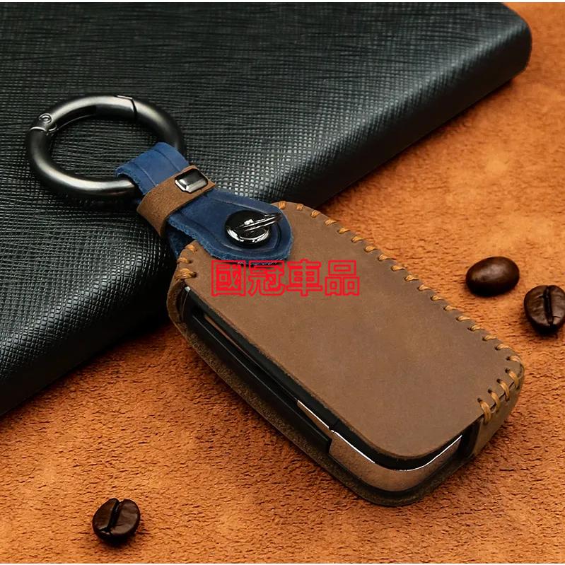 斯柯達鑰匙套OCtavia YEti SUperb KODIAQ Fabia SKODA專用瘋馬皮鑰匙圈殼扣 真皮鑰匙包-細節圖4
