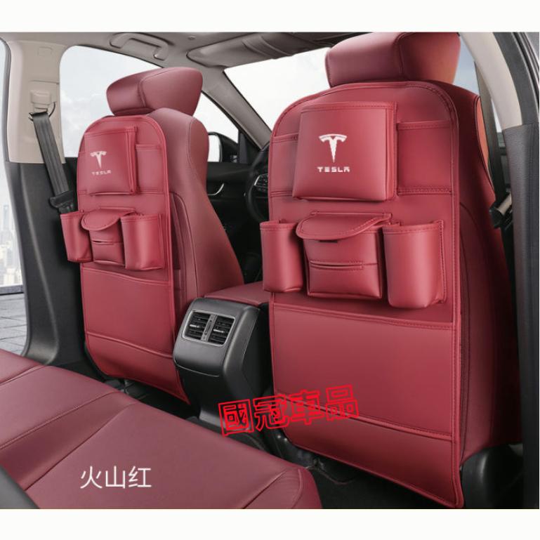 特斯拉座椅防踢墊 椅背收納袋儲物袋 車載垃圾桶 座椅中間收納掛袋 Tesla Model3 ModelS ModelX-細節圖2