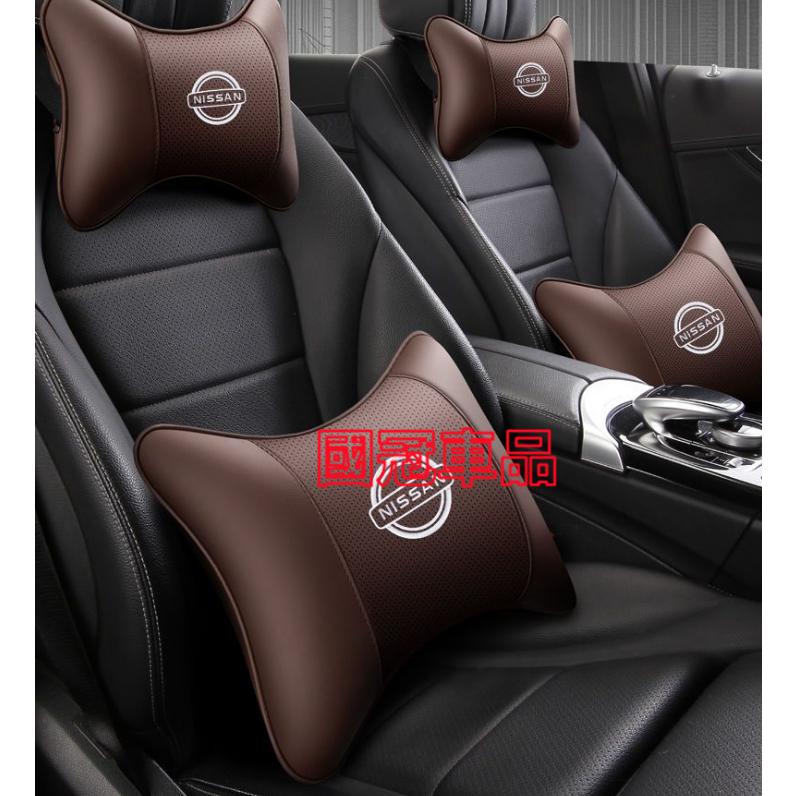 日產頭枕腰靠 刺繡車標 MArch LIVINA TIIDA SENTRA KIcks 專用護頸枕腰靠枕墊 舒適透氣頭枕-細節圖6