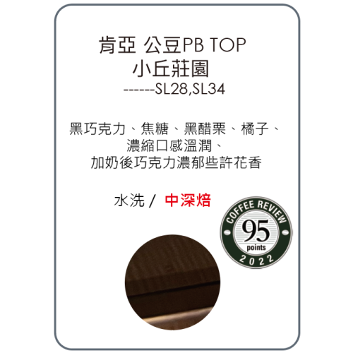 單品咖啡豆- 肯亞 公豆PB TOP 小丘莊園 (中深焙)