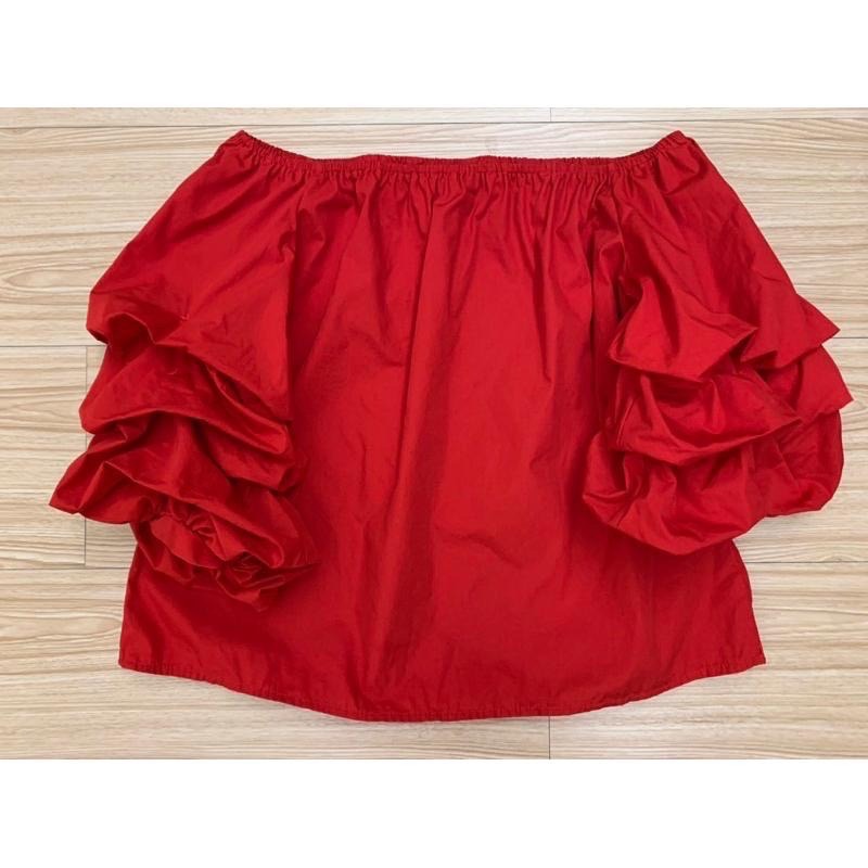 全新 燈籠蓬蓬袖一字領上衣-原價$890 吊牌未拆-細節圖5