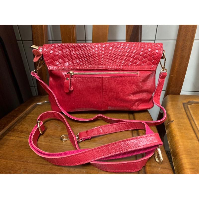 真皮編織磁釦斜背包 肩背包（附長、短揹帶）原價$1490-細節圖2