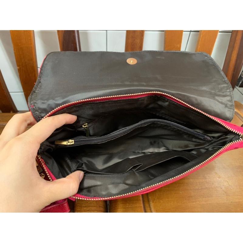 真皮編織磁釦斜背包 肩背包（附長、短揹帶）原價$1490-細節圖3