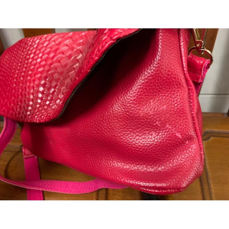 真皮編織磁釦斜背包 肩背包（附長、短揹帶）原價$1490-細節圖5