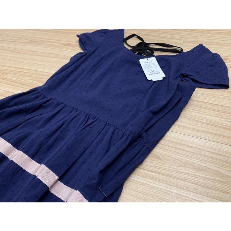 全新 專櫃 epanouir 後綁帶下擺拼接條紋棉麻長版上衣-吊牌未拆，原價$2480-細節圖5