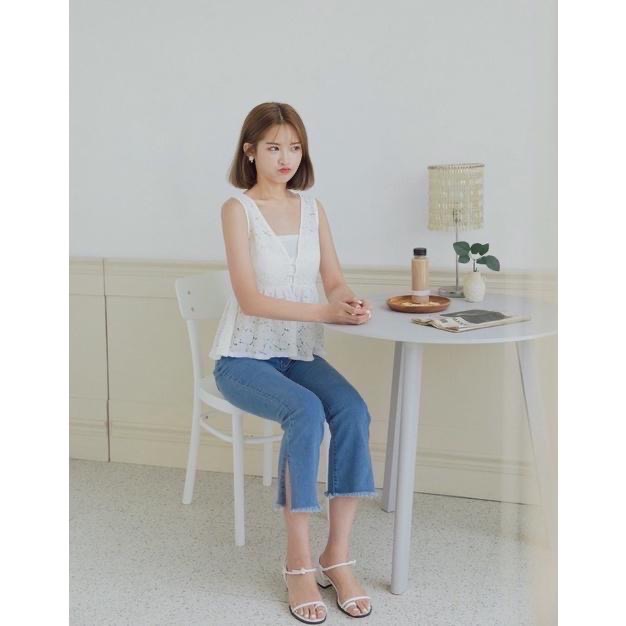 全新 PAZZO 鏤空緹花蕾絲綁帶無袖上衣 吊牌未拆-細節圖5