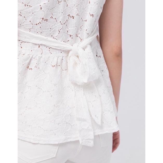 全新 PAZZO 鏤空緹花蕾絲綁帶無袖上衣 吊牌未拆-細節圖7