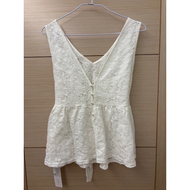 全新 PAZZO 鏤空緹花蕾絲綁帶無袖上衣 吊牌未拆-細節圖8