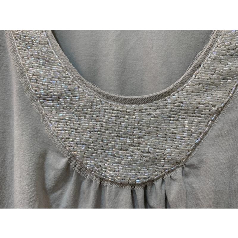 全新 正韓 胸前珠飾腰部抓皺顯瘦彈性上衣 原價$790-細節圖3