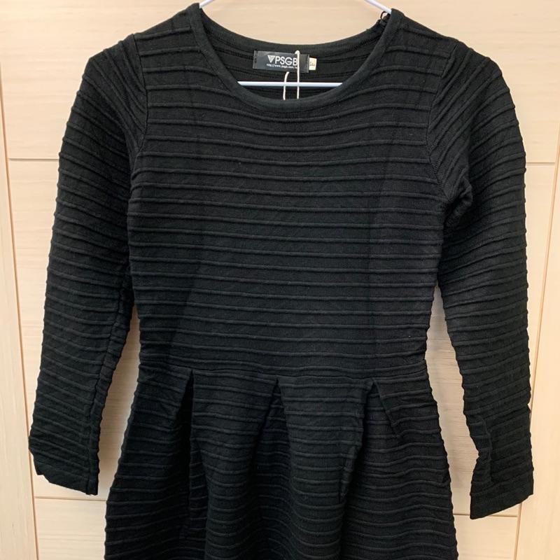 全新 PSGB毛線針織線條腰間抓皺連身裙 洋裝 原價$780 吊牌未拆-細節圖3