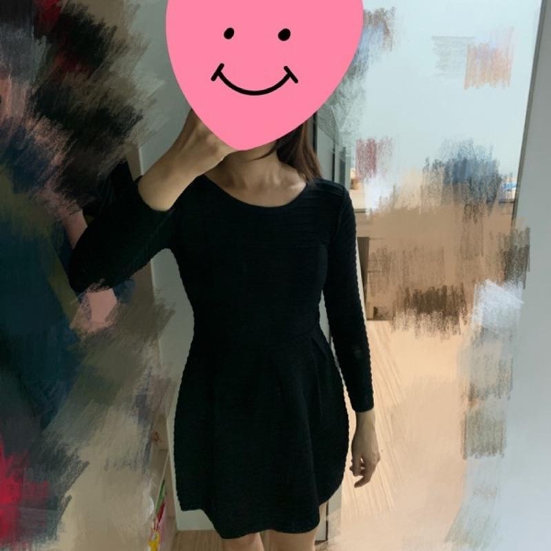 全新 PSGB毛線針織線條腰間抓皺連身裙 洋裝 原價$780 吊牌未拆-細節圖5