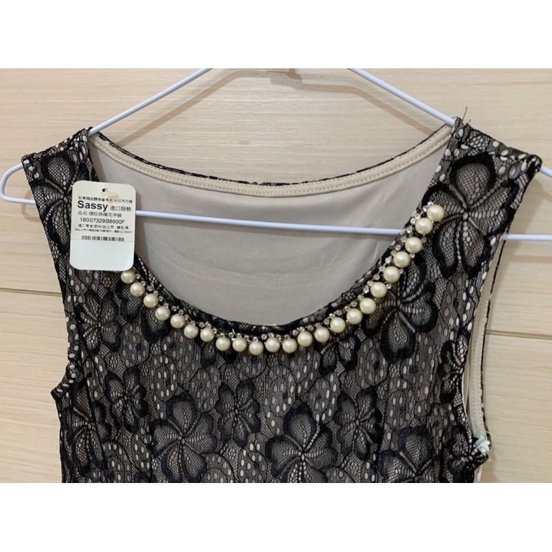 全新 Sassy 領珍珠織花蕾絲鏤空洋裝 吊牌未拆 原價$790-細節圖3