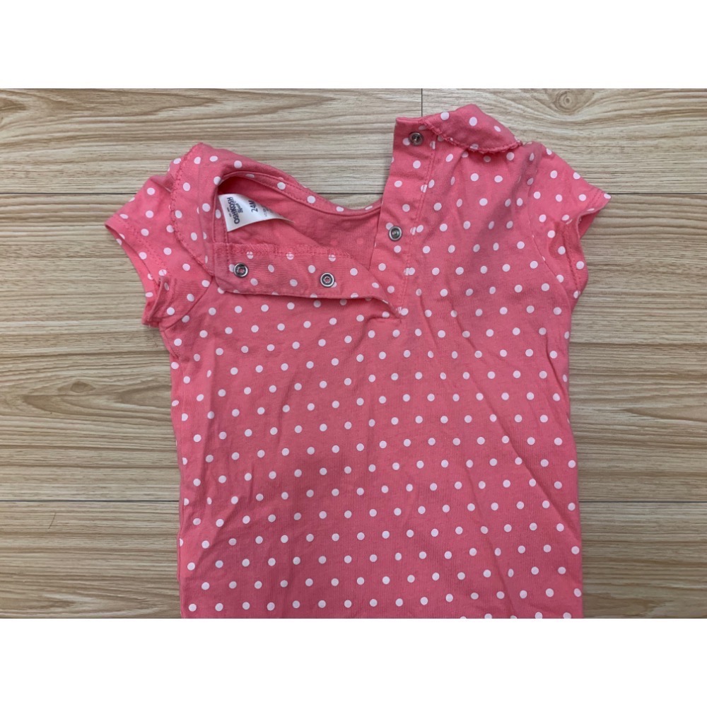 二手保存良好 OSHKOSH B’gosh 嬰兒寶寶幼兒 水玉點點圓領公主袖包屁衣 24m 童裝-細節圖4