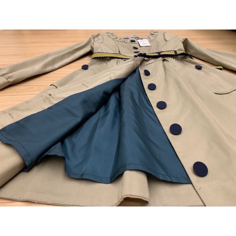 全新 epanouir 領口抓皺排釦風衣式氣質洋裝 外套 附腰帶 原價$3480 吊牌未拆-細節圖8