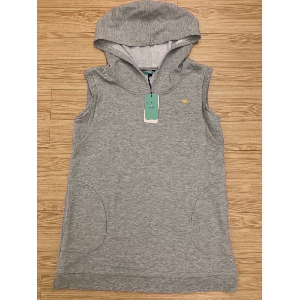 全新 epanouir 愛心刺繡毛圈休閒連帽長版上衣 帽T 原價$2280 吊牌未拆-細節圖7