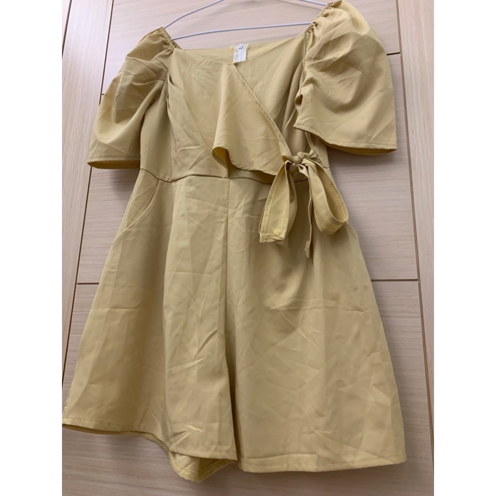 全新 硬挺雪紡側綁帶方領連身褲-細節圖3