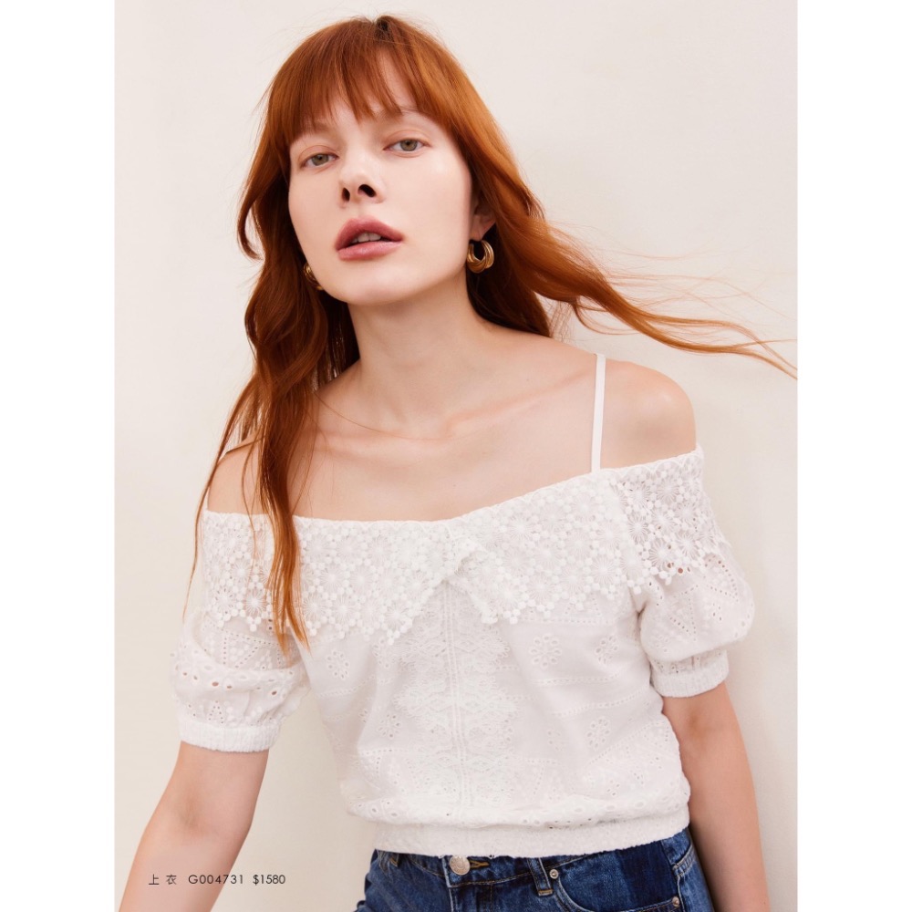 全新 MOMA 蕾絲小吊帶露肩上衣 原價$1580 吊牌未拆-細節圖10