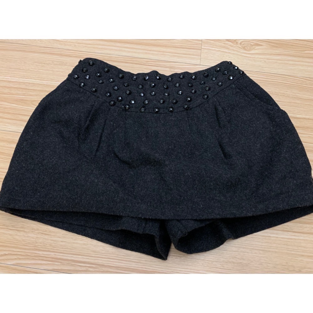 全新 腰部鑽飾毛呢褲裙-細節圖3