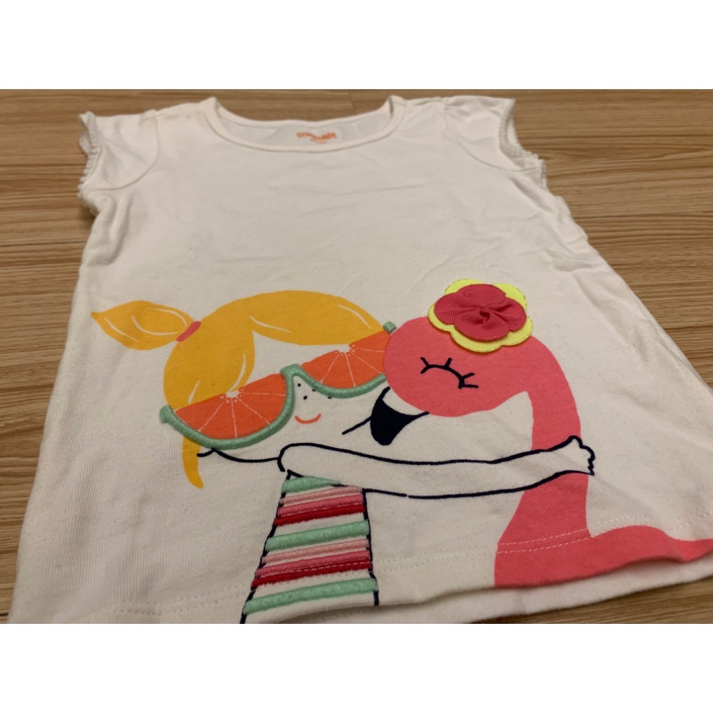 二手極新 GYMBOREE 健寶園 女童幼兒寶寶兒童 立體電繡印花上衣 80cm 童裝-細節圖2