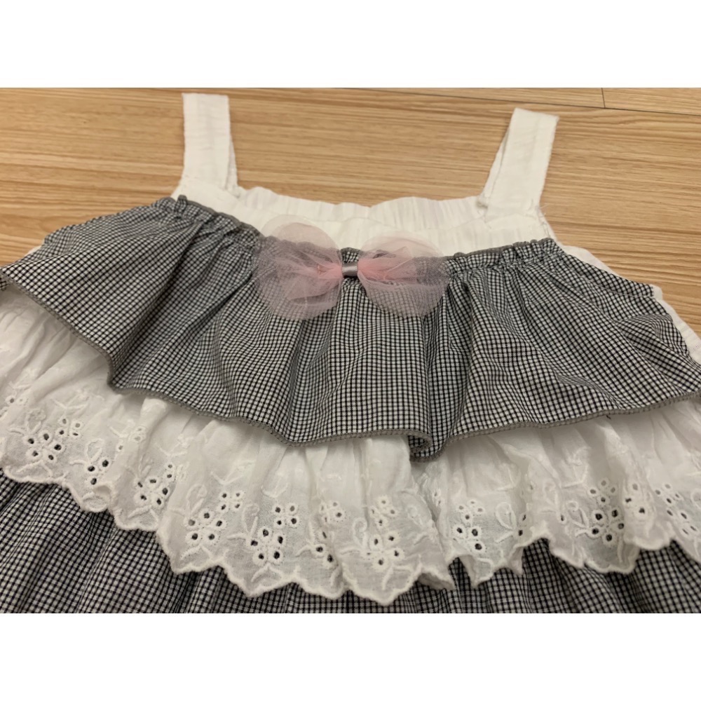 全新 巧儷而 兒童女童幼兒 蝴蝶結布蕾絲蛋糕無袖上衣 背心 約110cm 童裝-細節圖2