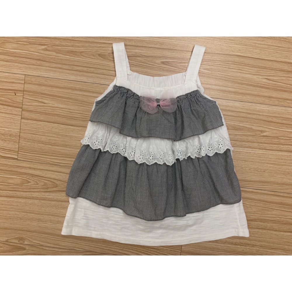 全新 巧儷而 兒童女童幼兒 蝴蝶結布蕾絲蛋糕無袖上衣 背心 約110cm 童裝-細節圖5