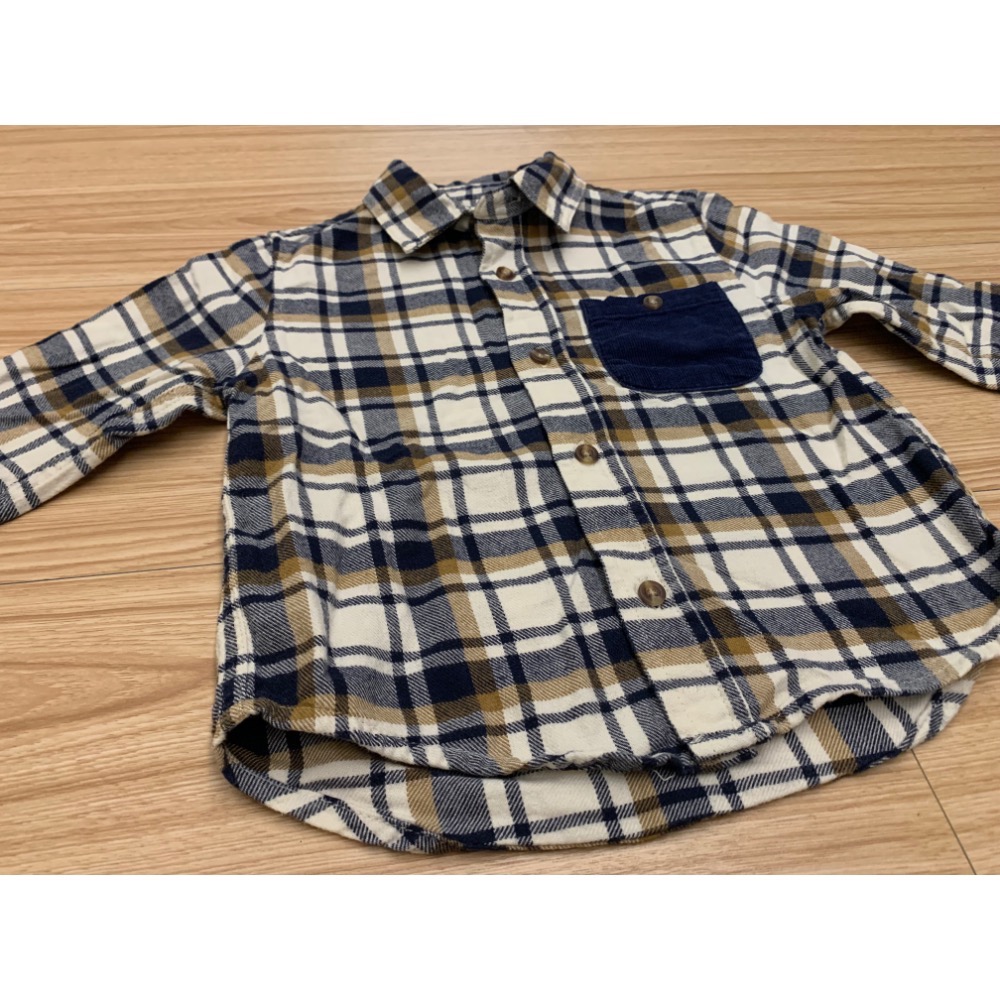 二手很新 NET 兒童幼兒寶寶格紋法蘭絨襯衫 80cm-細節圖2
