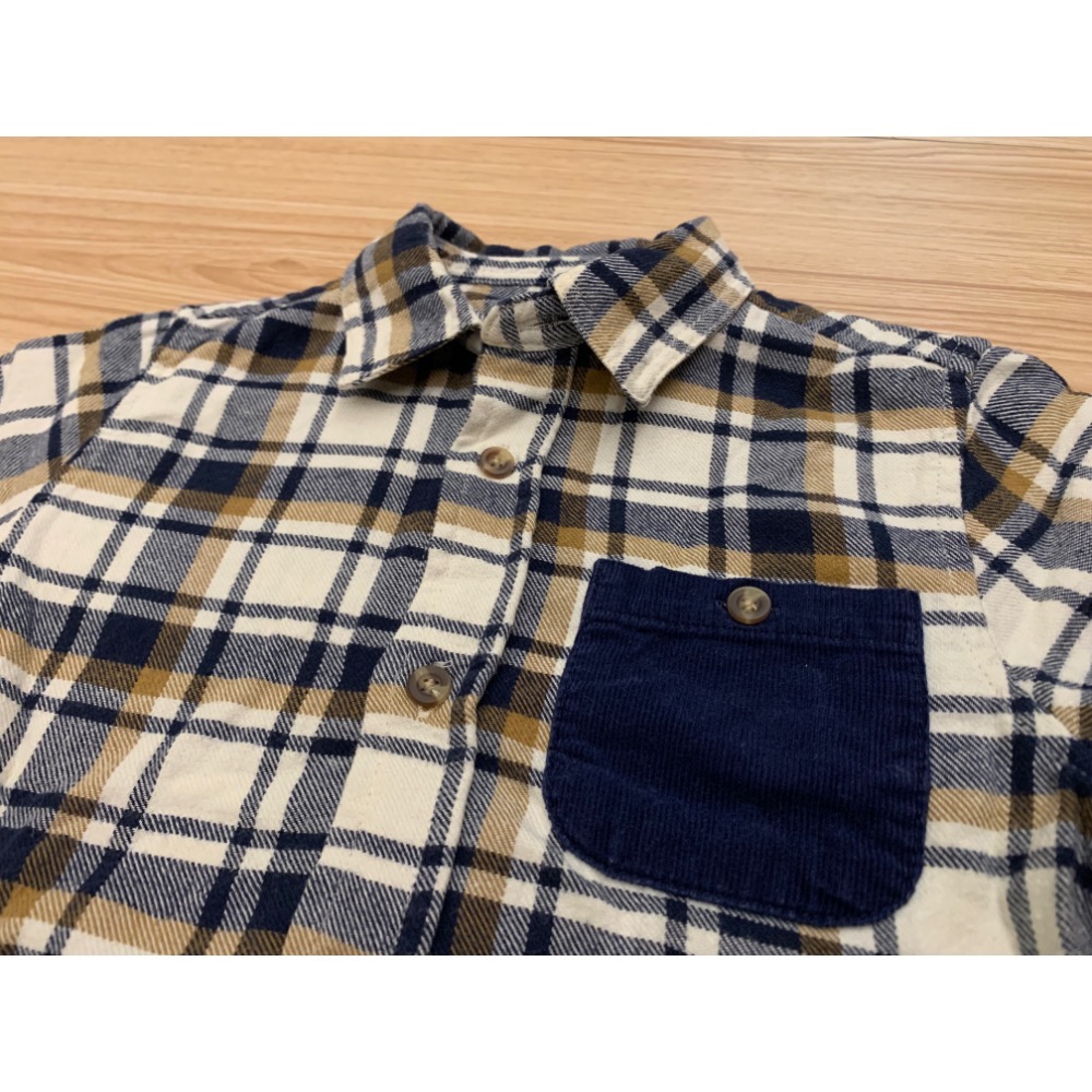 二手很新 NET 兒童幼兒寶寶格紋法蘭絨襯衫 80cm-細節圖3