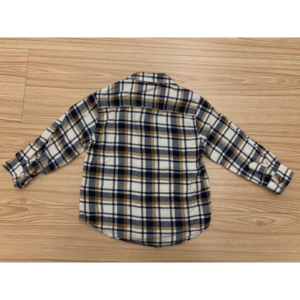 二手很新 NET 兒童幼兒寶寶格紋法蘭絨襯衫 80cm-細節圖4