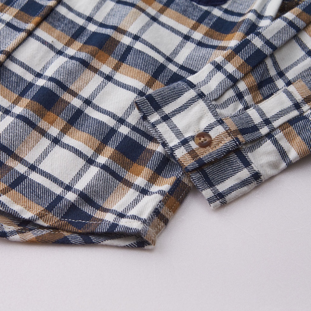 二手很新 NET 兒童幼兒寶寶格紋法蘭絨襯衫 80cm-細節圖7