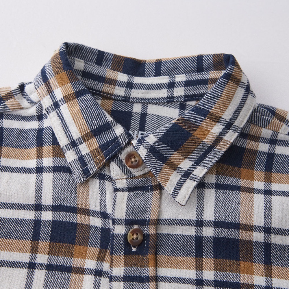 二手很新 NET 兒童幼兒寶寶格紋法蘭絨襯衫 80cm-細節圖8
