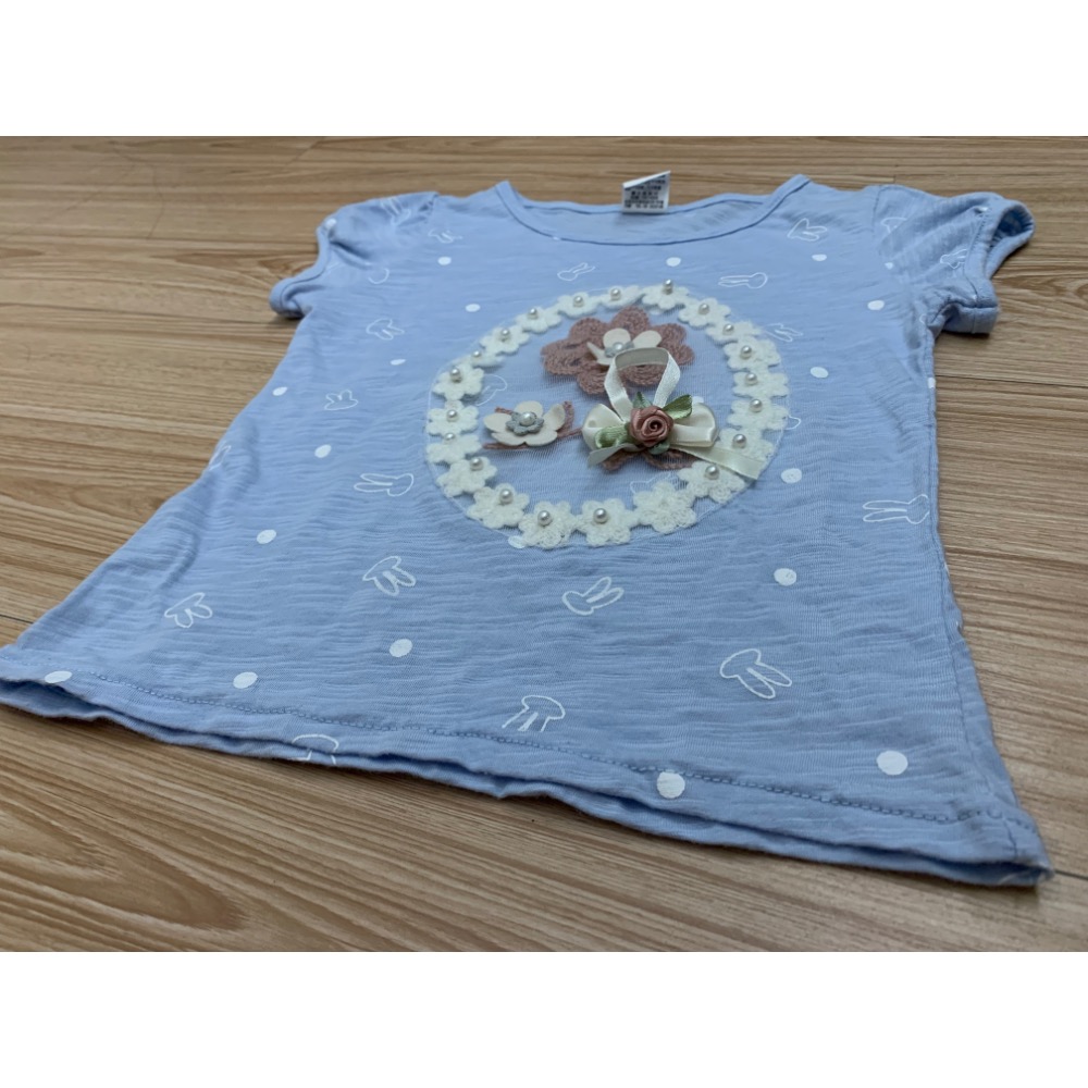 全新 巧儷而 女童幼兒寶寶蕾絲立體毛線花上衣 約80-85cm 台灣製造-細節圖2