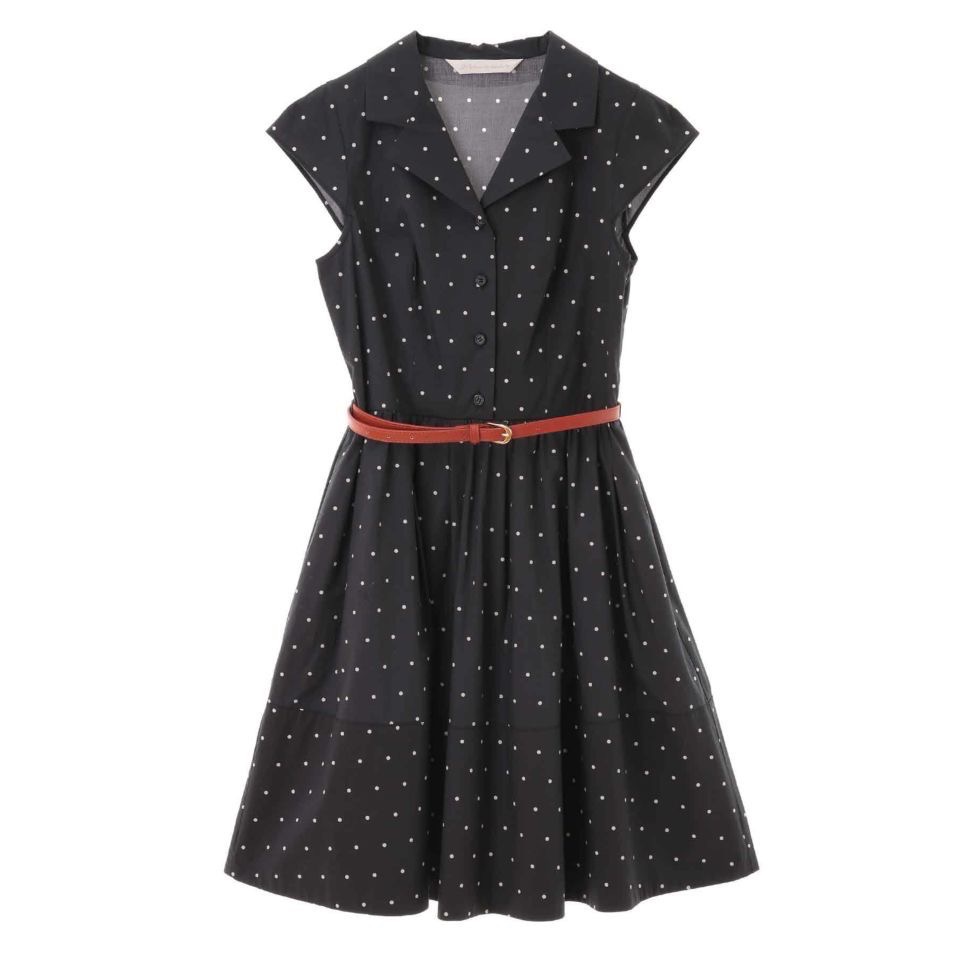 全新 日本 31 Sons de mode 復古襯衫領法式袖洋裝 濃郁復古懷舊風開襟排扣洋裝 (附腰帶) 日貨-細節圖4