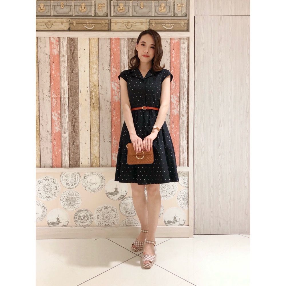 全新 日本 31 Sons de mode 復古襯衫領法式袖洋裝 濃郁復古懷舊風開襟排扣洋裝 (附腰帶) 日貨-細節圖6