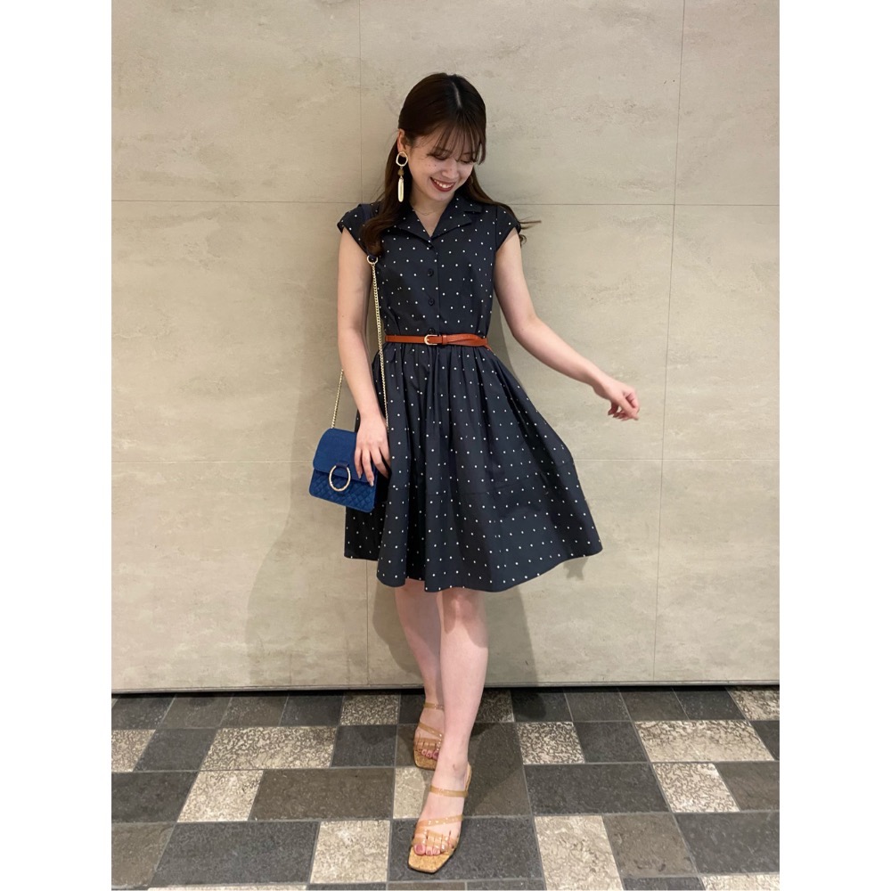 全新 日本 31 Sons de mode 復古襯衫領法式袖洋裝 濃郁復古懷舊風開襟排扣洋裝 (附腰帶) 日貨-細節圖7