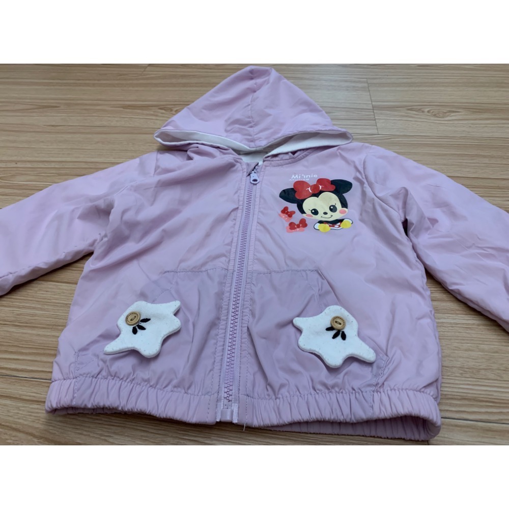二手很新 兒童女童幼兒卡通可愛鼠防風連帽外套 90cm-細節圖2