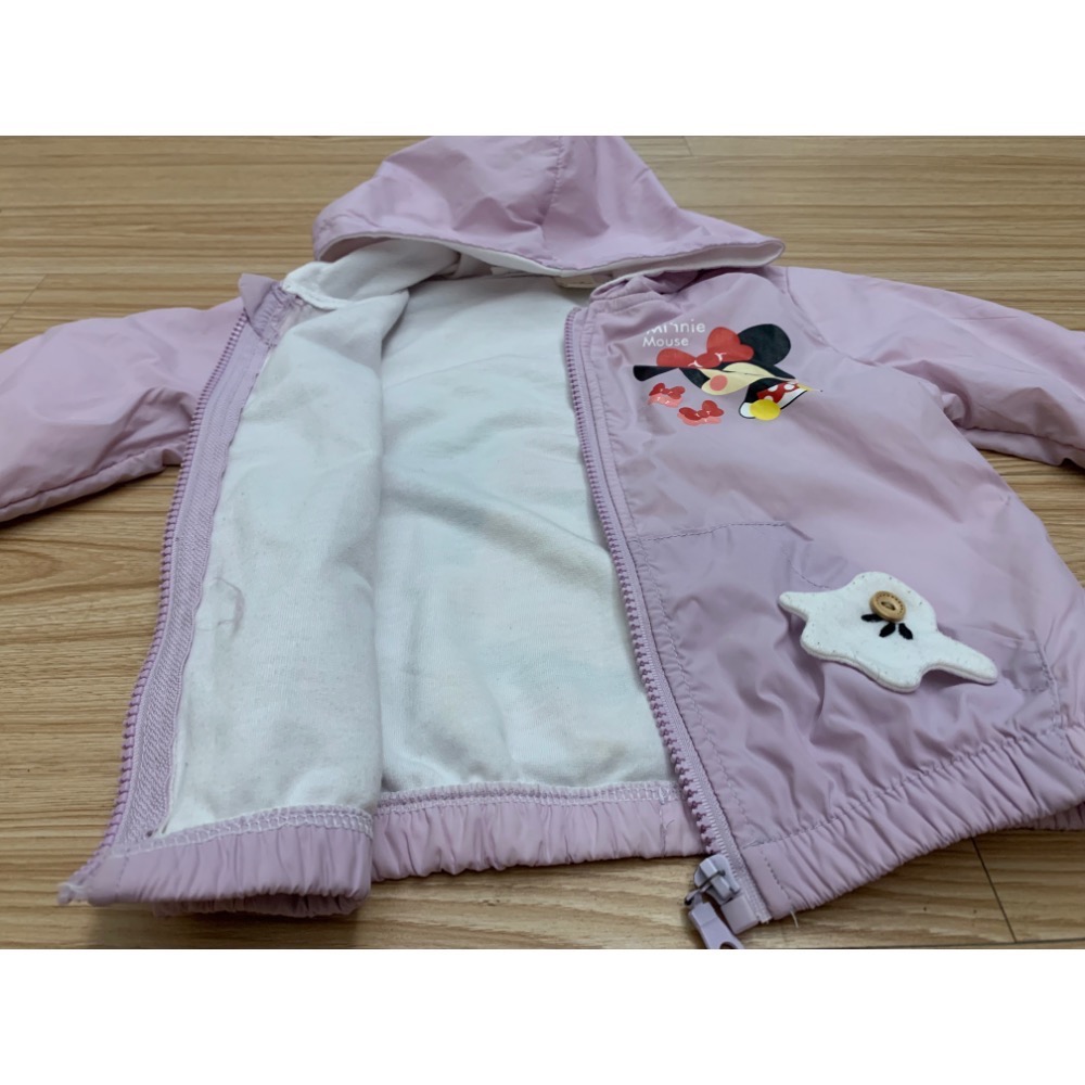 二手很新 兒童女童幼兒卡通可愛鼠防風連帽外套 90cm-細節圖3