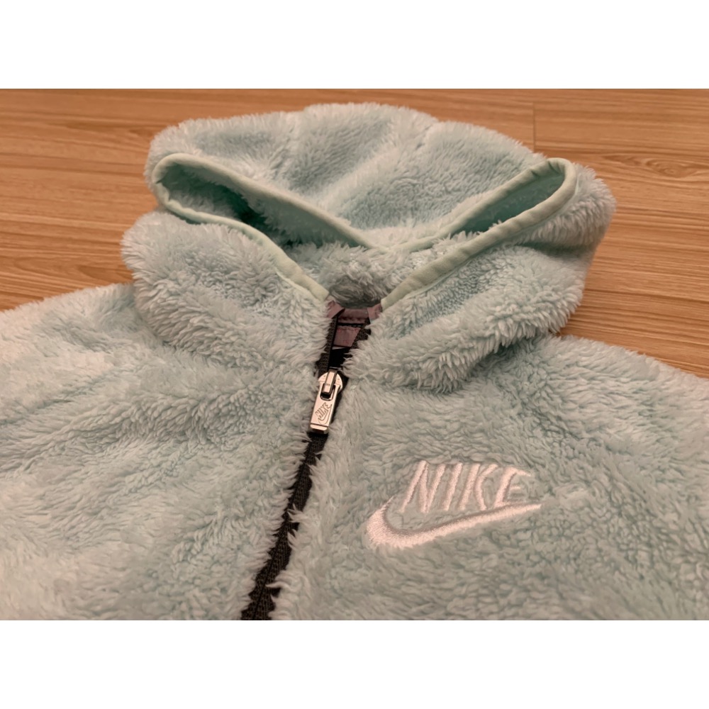 全新 NIKE 耐吉 兒童女童幼童防風拼接毛絨絨連帽風衣外套 110cm / 4T-細節圖4