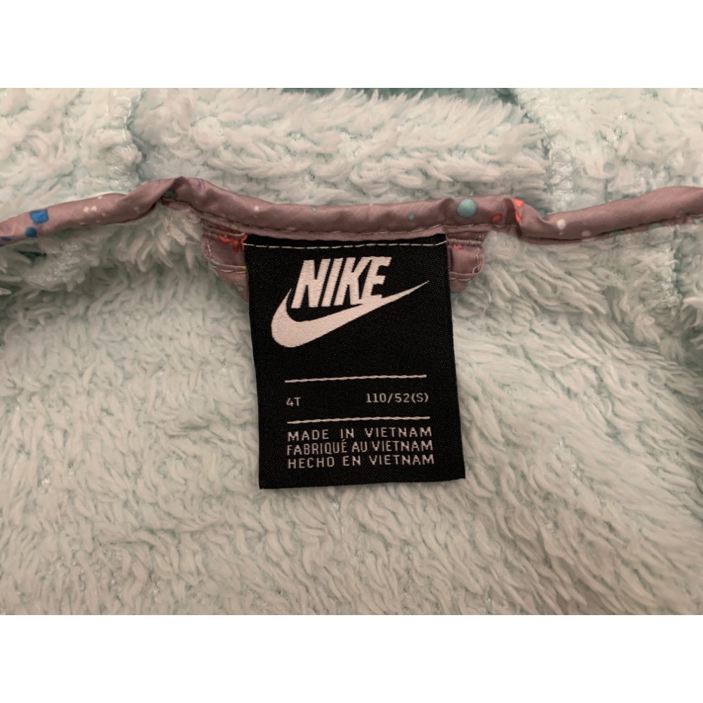 全新 NIKE 耐吉 兒童女童幼童防風拼接毛絨絨連帽風衣外套 110cm / 4T-細節圖8