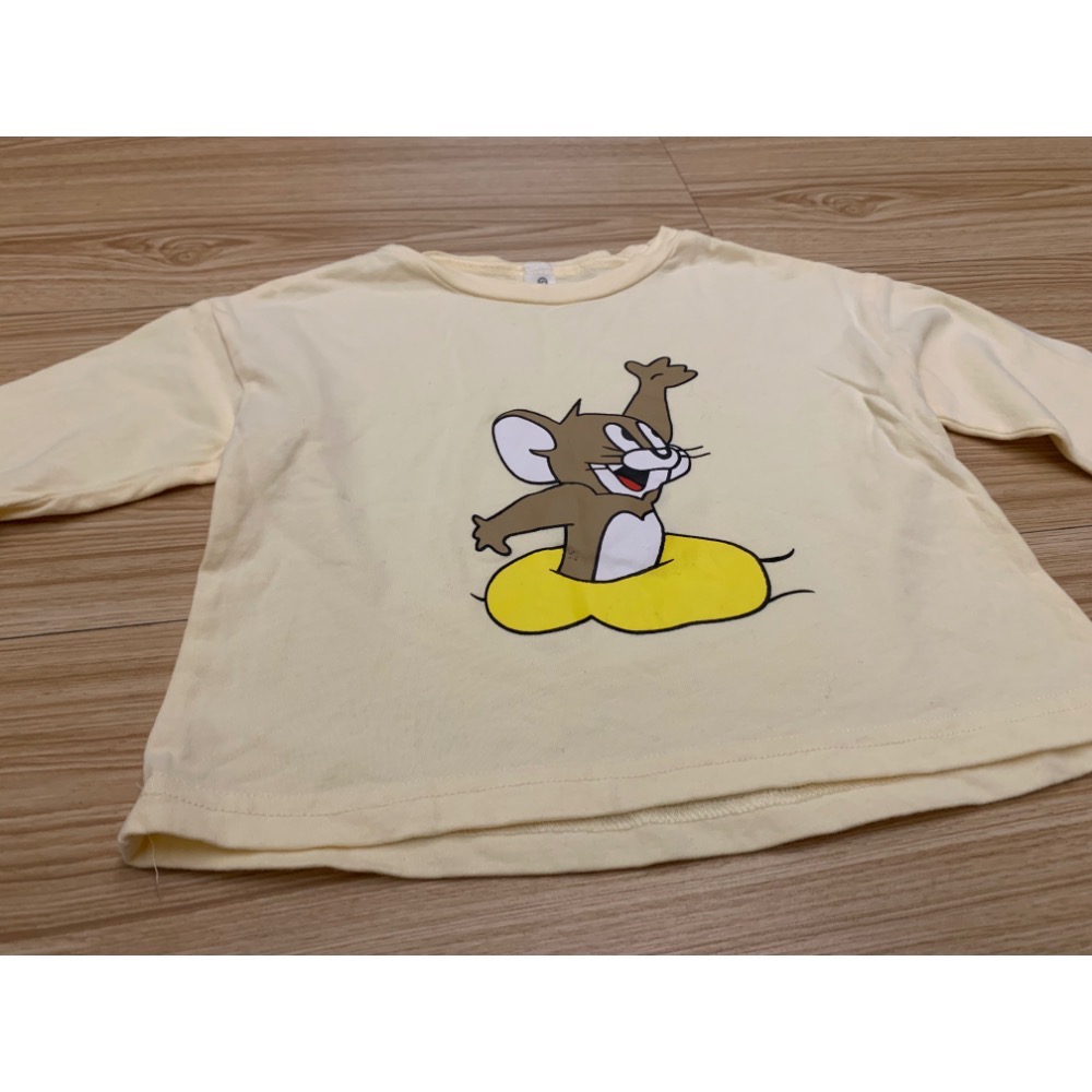 全新 兒童幼兒寶寶卡通印花落肩休閒上衣 T恤 80cm 童裝-細節圖2